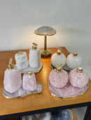 Kit Lavabo Luxo com Pedras Naturais e Dispensers Dourados