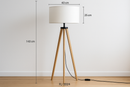 Abajur de Chão Tripé Madeira Natural com Cúpula Branca