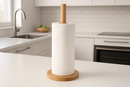 Suporte para Papel Toalha Bambu Vertical com Base Pesada 35cm